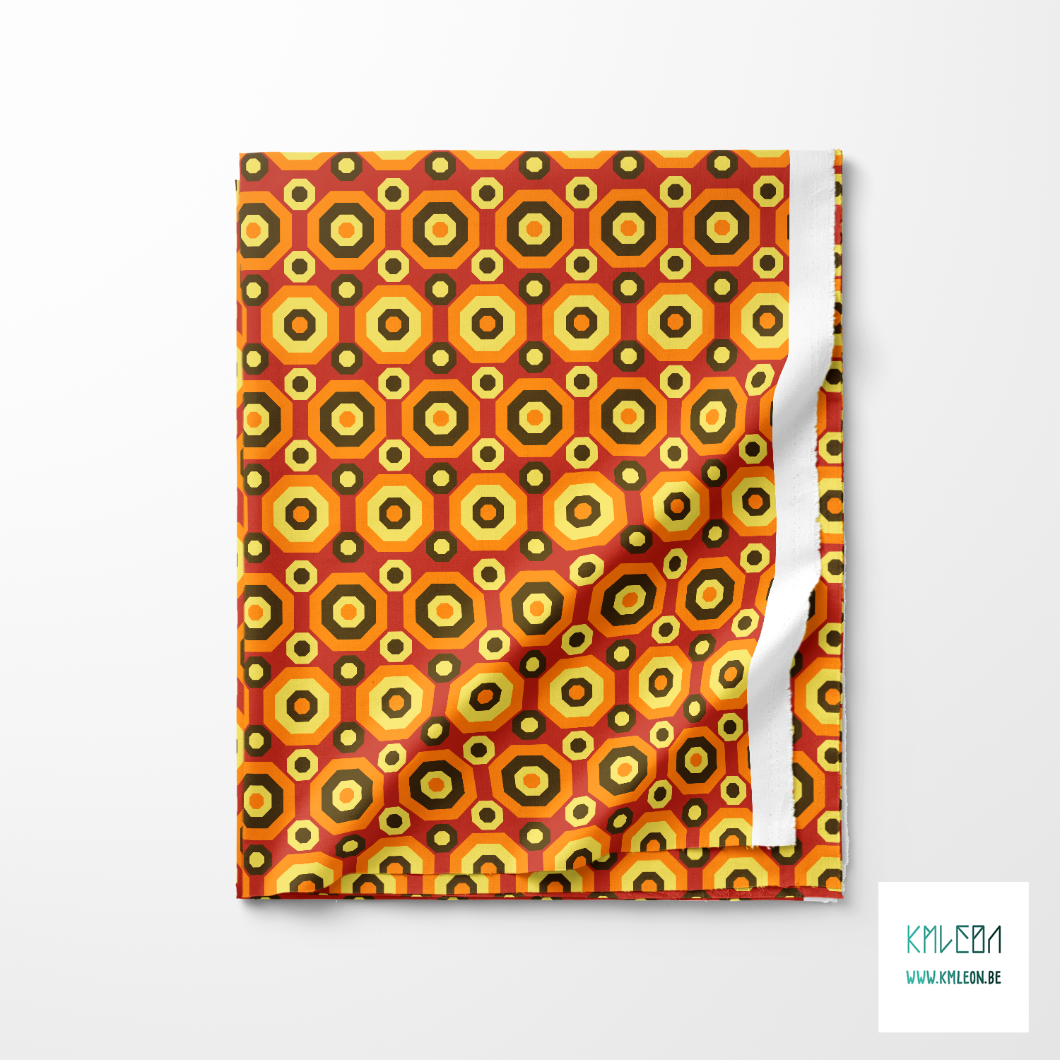 Retro achthoeken in bruin, orange en geel stof