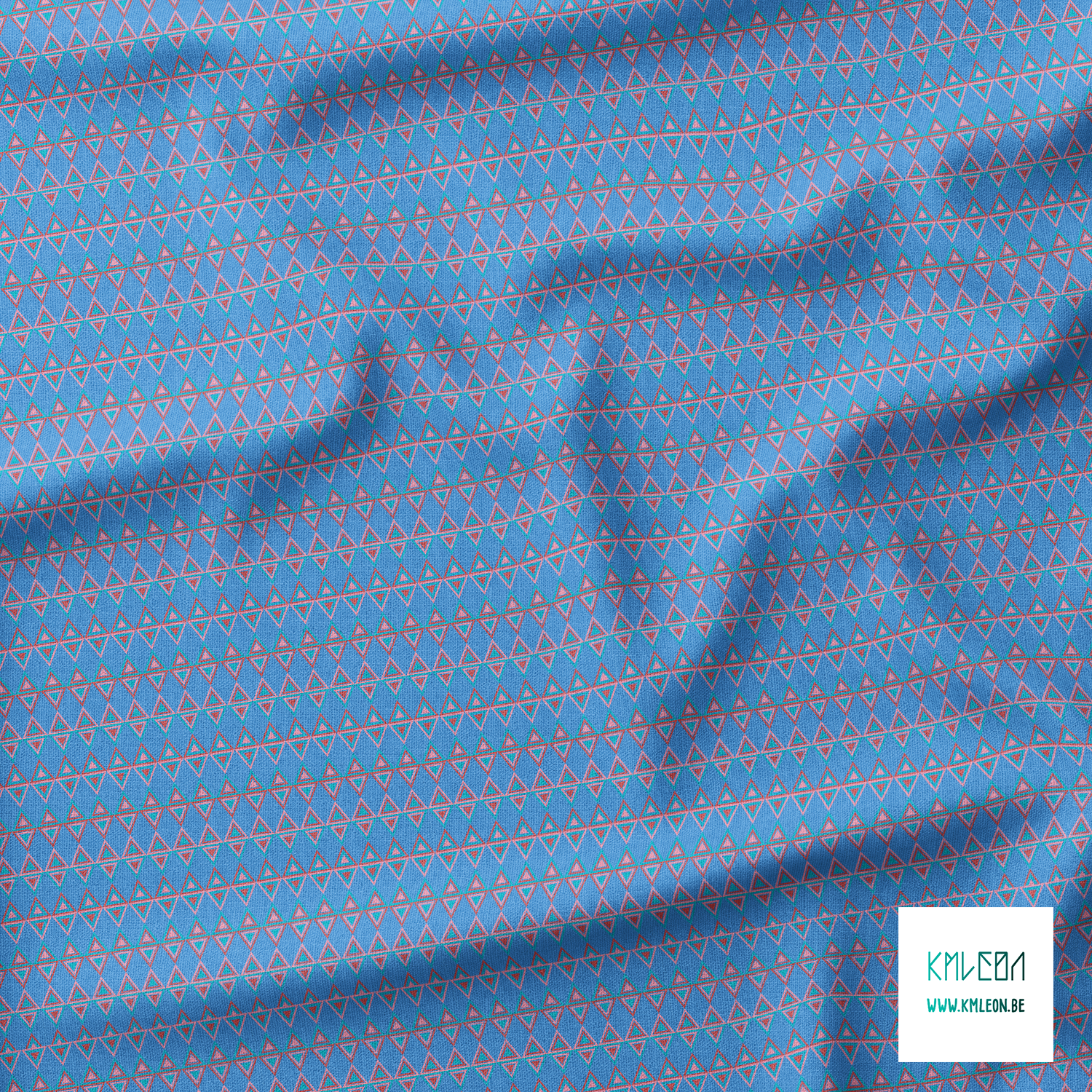 Red, pink and teal triangles fabric