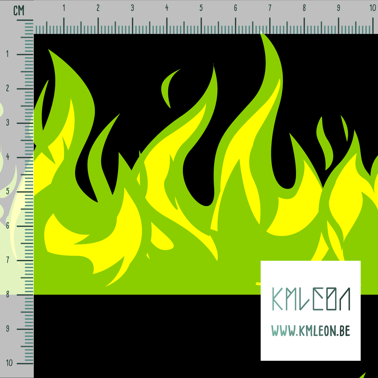 Slime green flames fabric