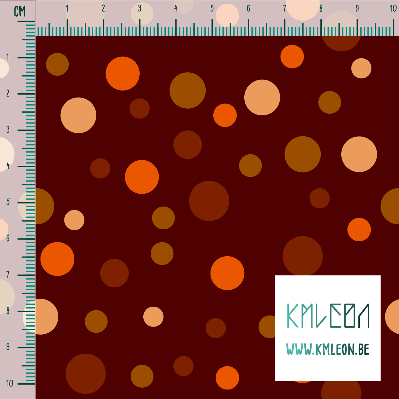 Random brown, beige and orange polka dots fabric
