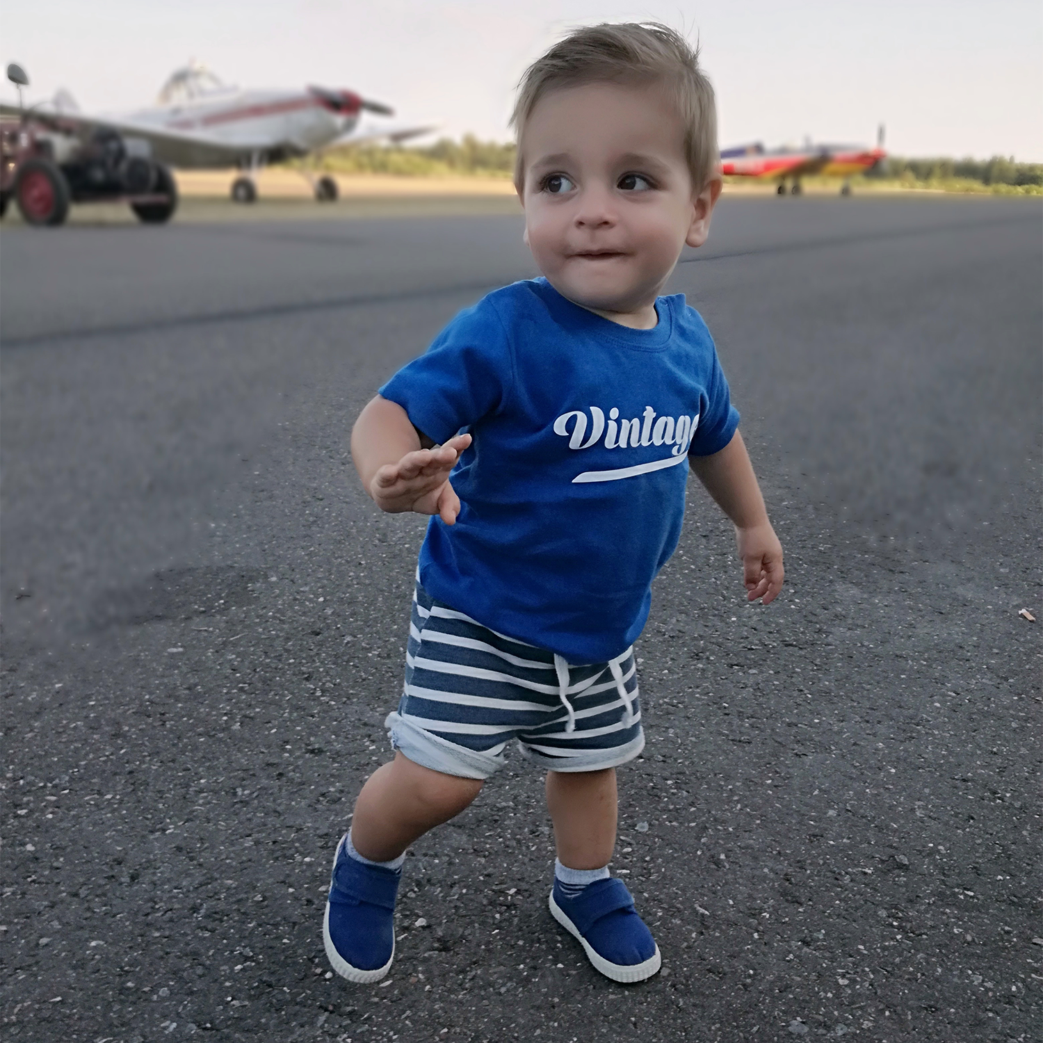 'Vintage' baby shirt met korte mouwen