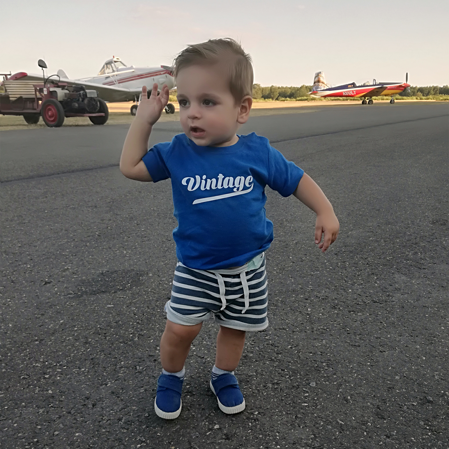 'Vintage' baby shirt met korte mouwen