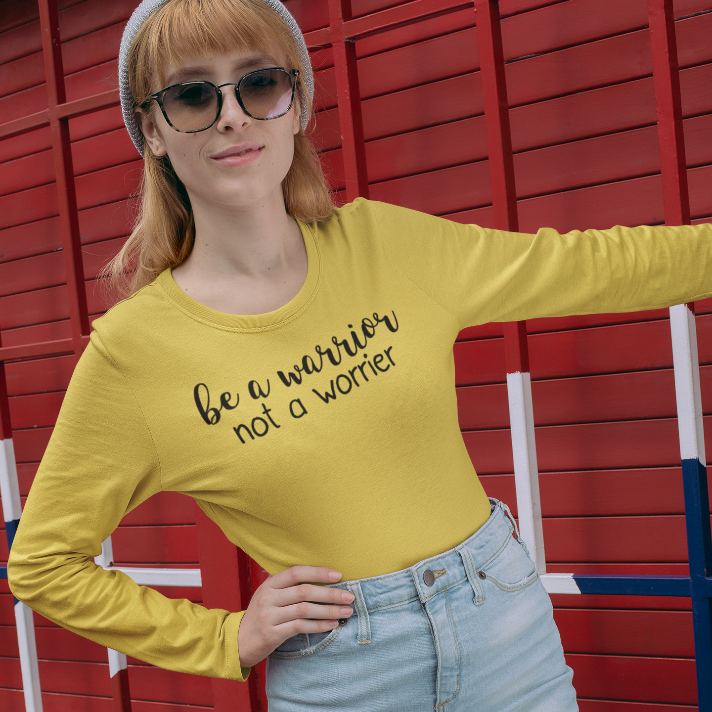 'Be a warrior, not a worrier' adult longsleeve shirt