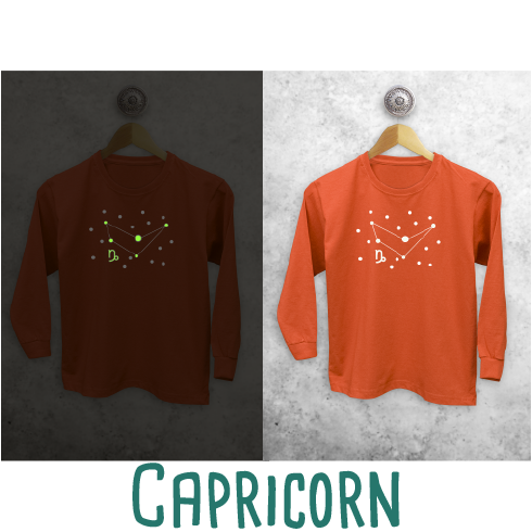 Star sign glow in the dark kids longsleeve shirt