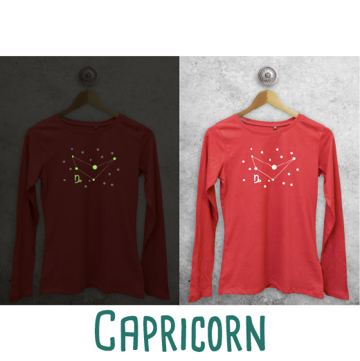 Star sign glow in the dark adult longsleeve shirt