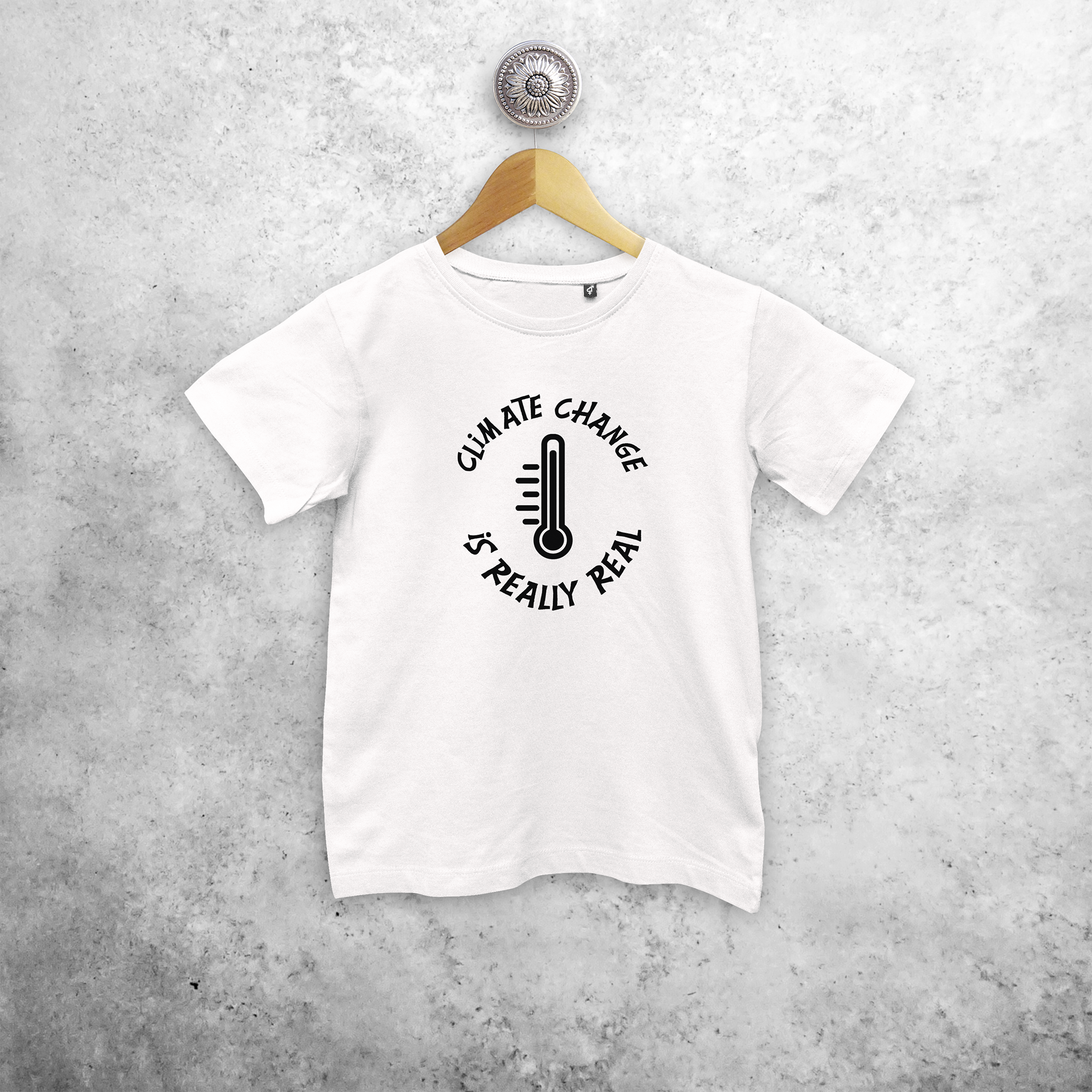 'Climate change is really real' kids shortsleeve shirt