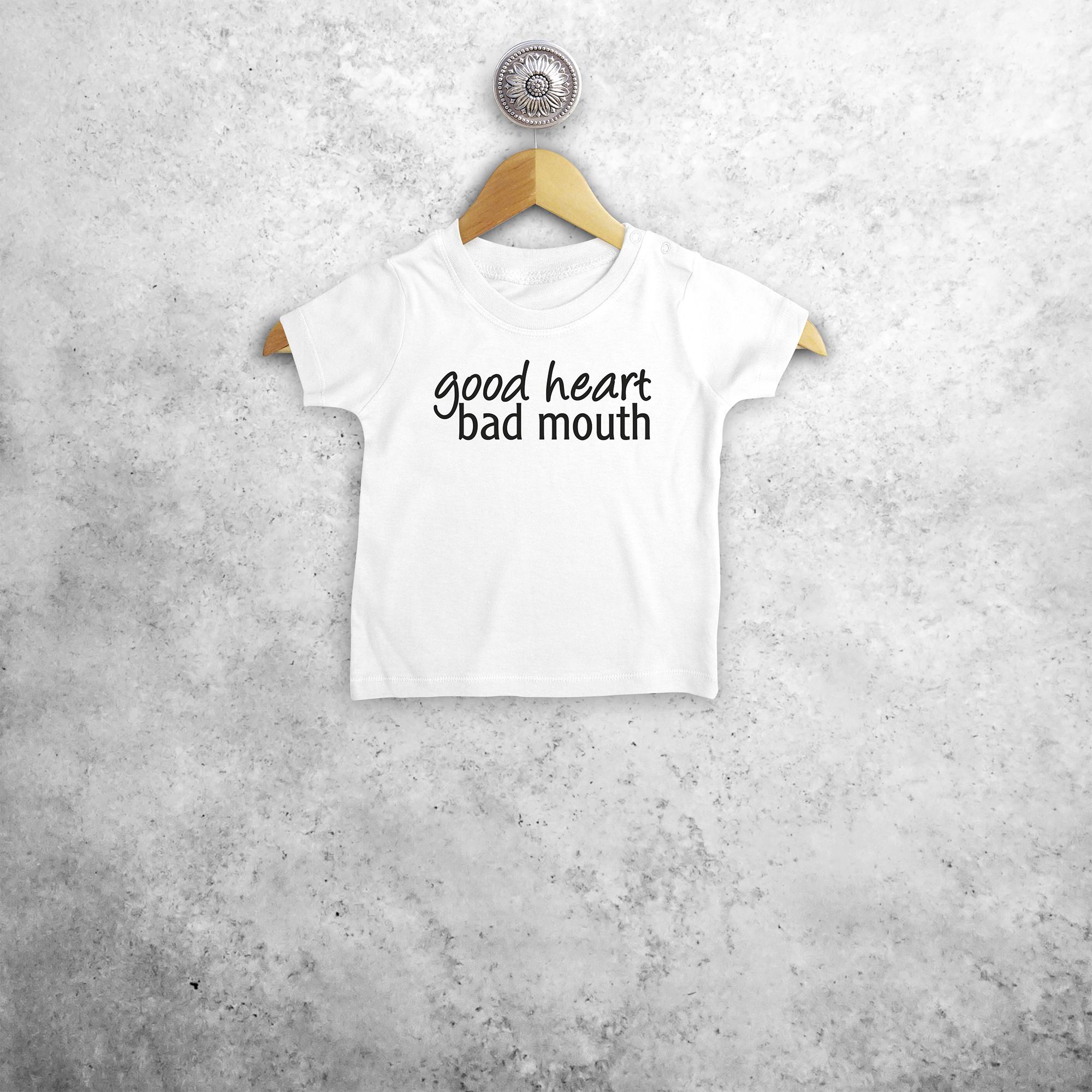'Good heart, bad mouth' baby shortsleeve shirt