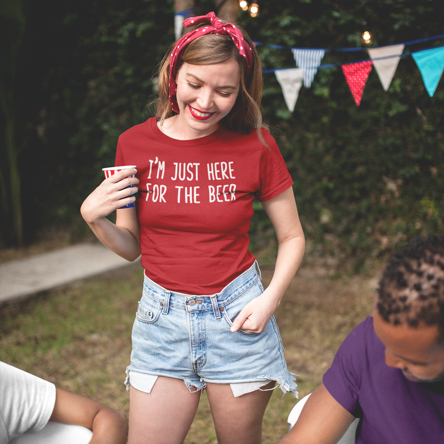 'I'm just here for the beer' adult shirt