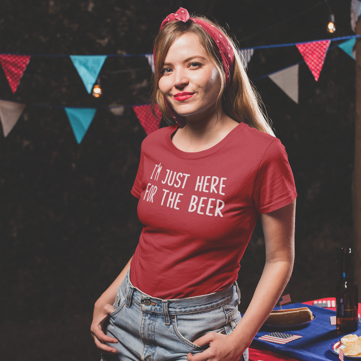 'I'm just here for the beer' adult shirt