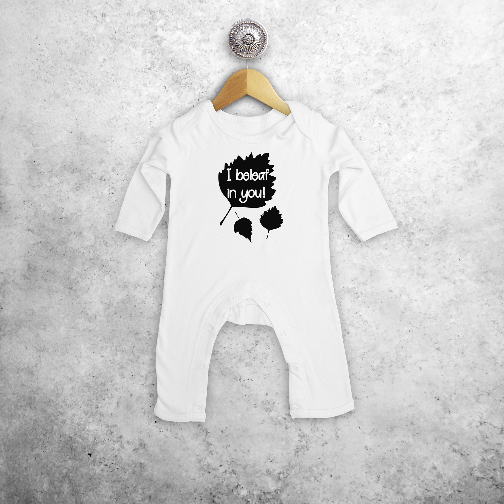 'I beleaf in you!' baby romper