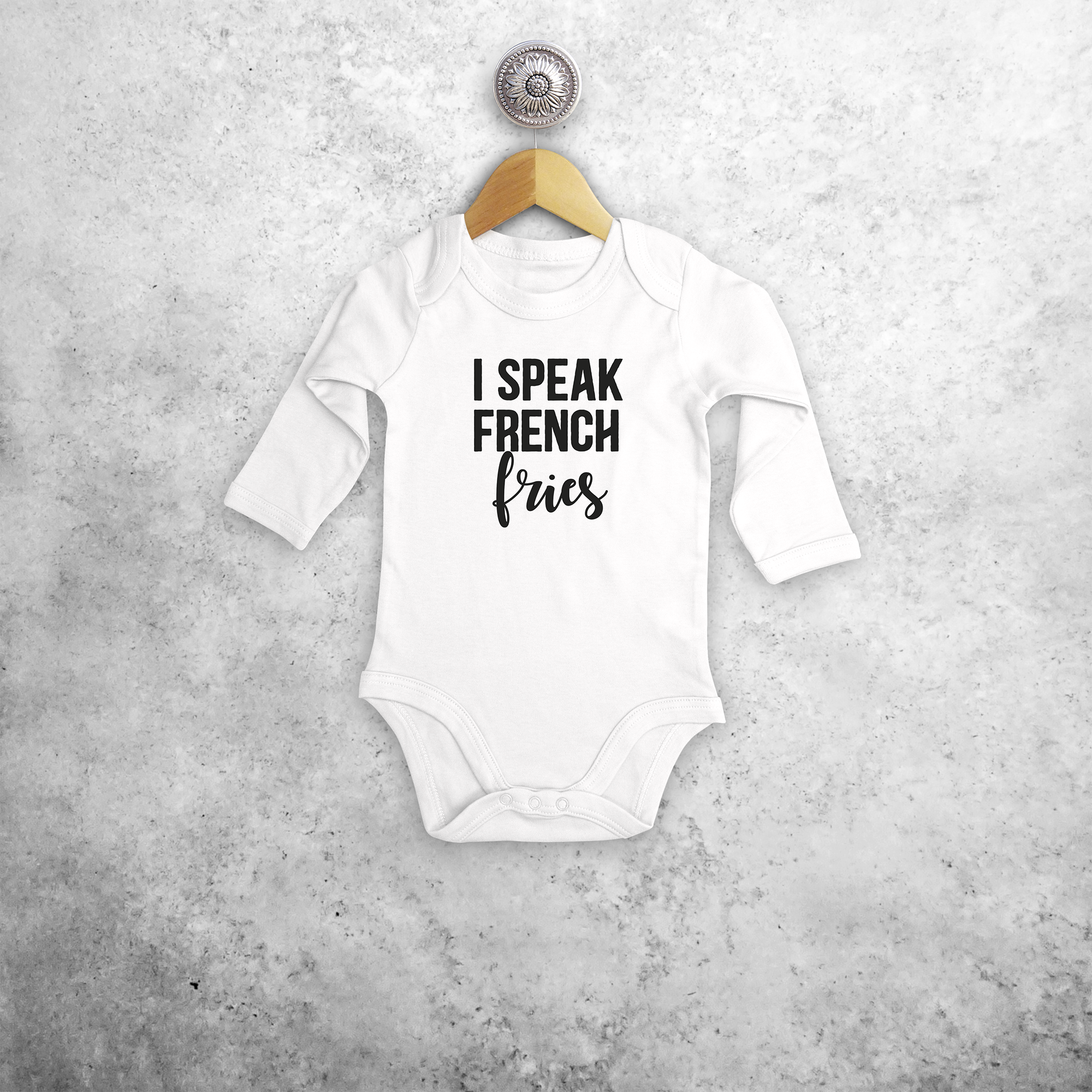 'I speak French fries' baby longsleeve bodysuit