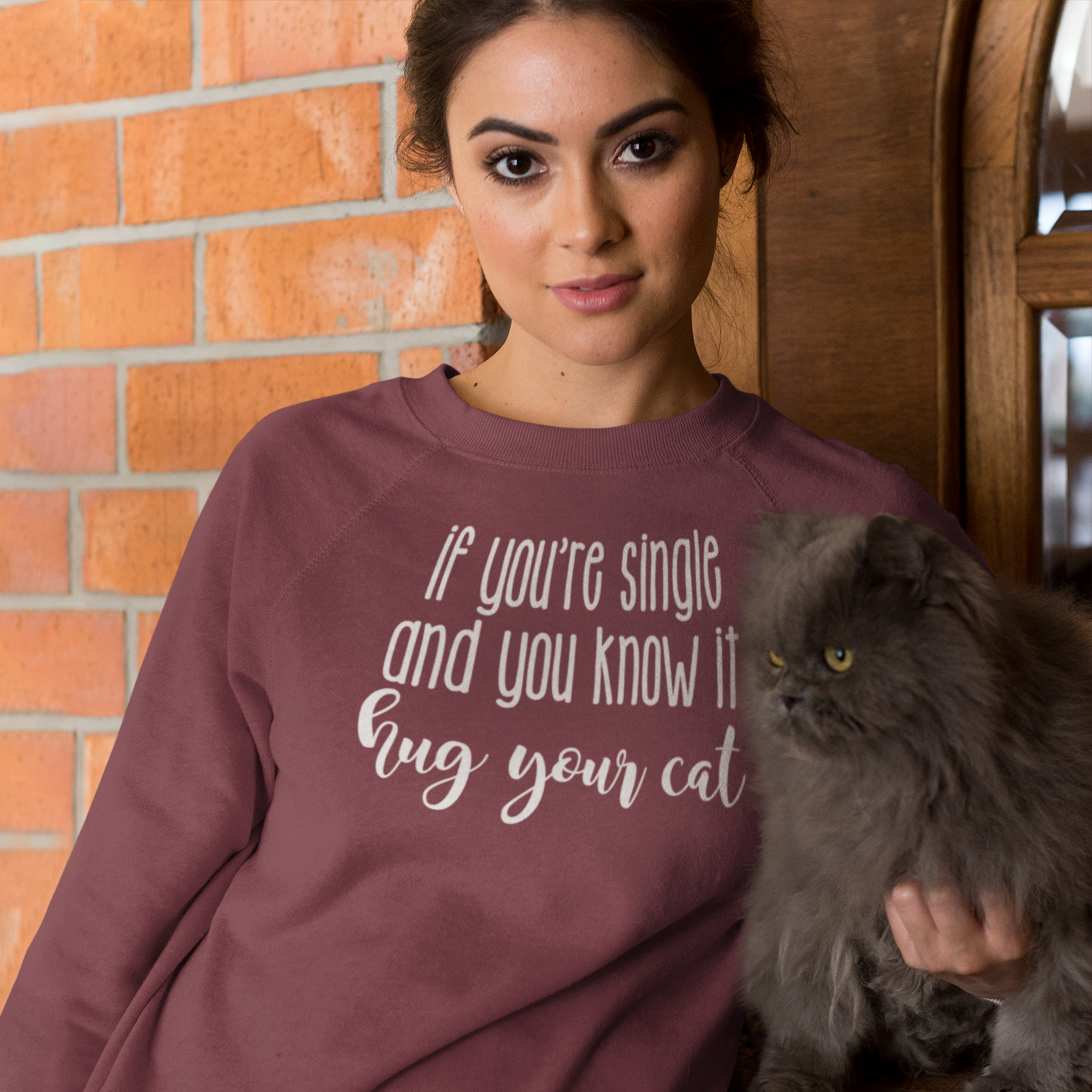 'If you're single and you know it, hug your cat' sweater