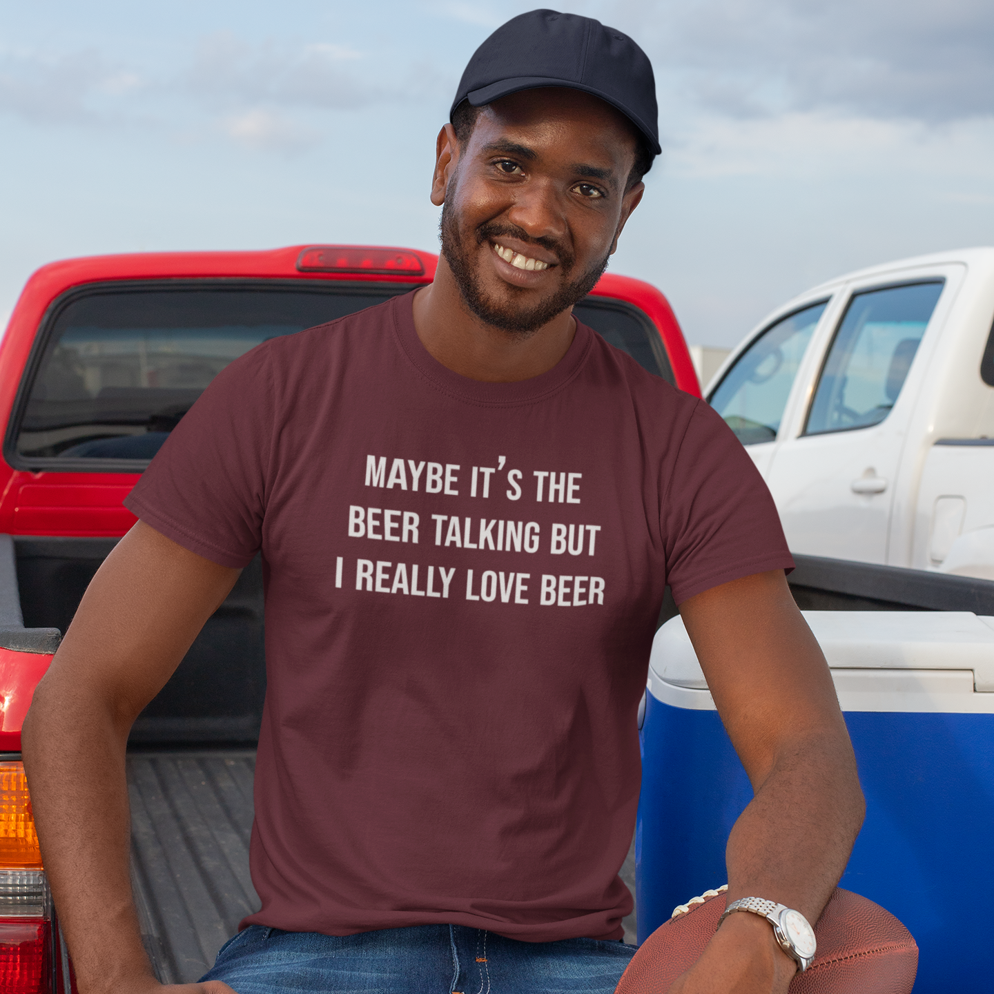 'Maybe it's the beer talking but I really love beer' adult shirt
