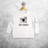 'Say cheese' kids sweater
