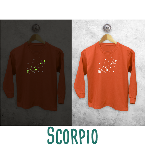 Star sign glow in the dark kids longsleeve shirt