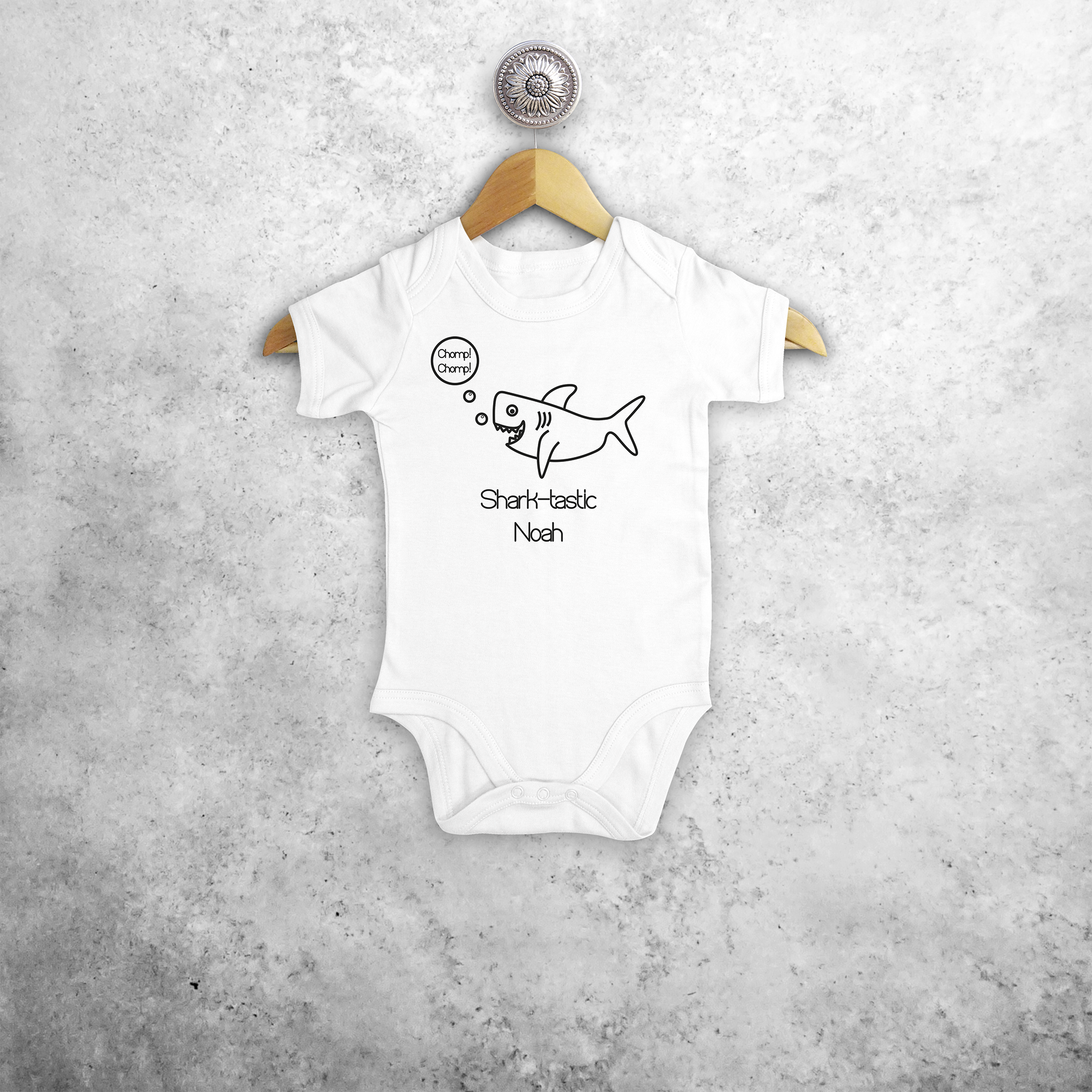 'Sharktastic' baby shortsleeve bodysuit
