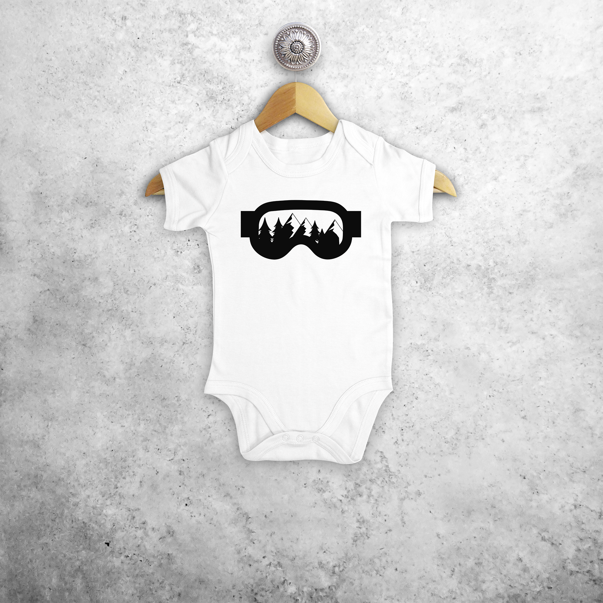 Baby or toddler bodysuit with short sleeves, with ski goggles print by KMLeon.