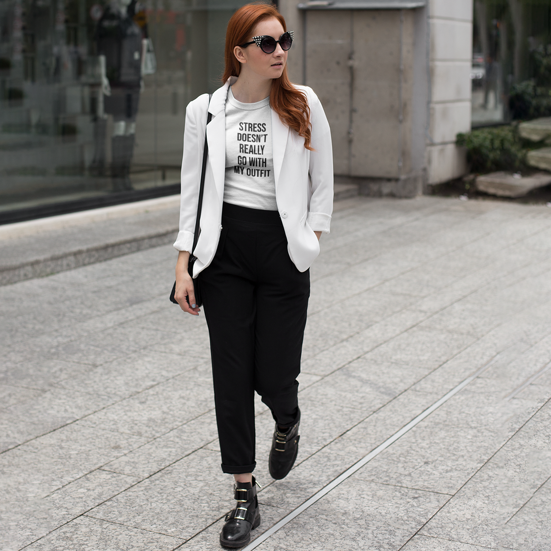 'Stress doesn't really go with my outfit' adult shirt