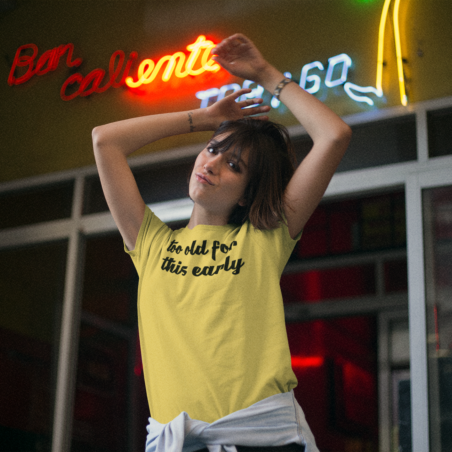 'Too old for this early' adult shirt