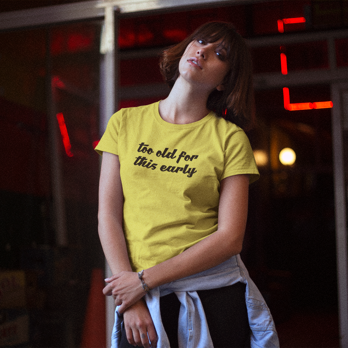 'Too old for this early' adult shirt