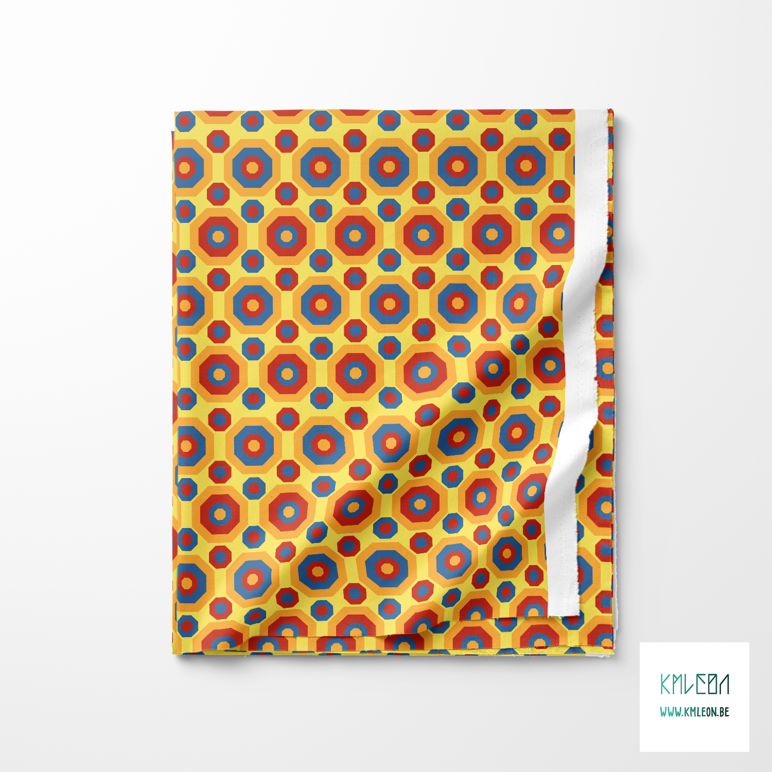 Retro achthoeken in blauw, oranje en rood stof