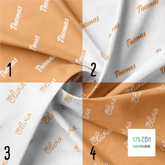 Personalised fabric in sandy apricot