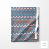 Blue, pink and orange circles and triangles fabric