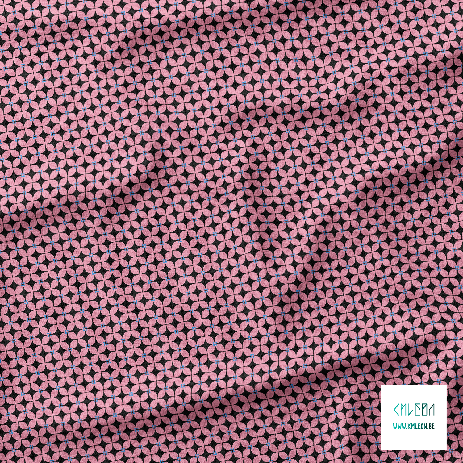 Pink and blue flowers fabric