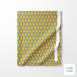 Yellow, blue and green flowers fabric