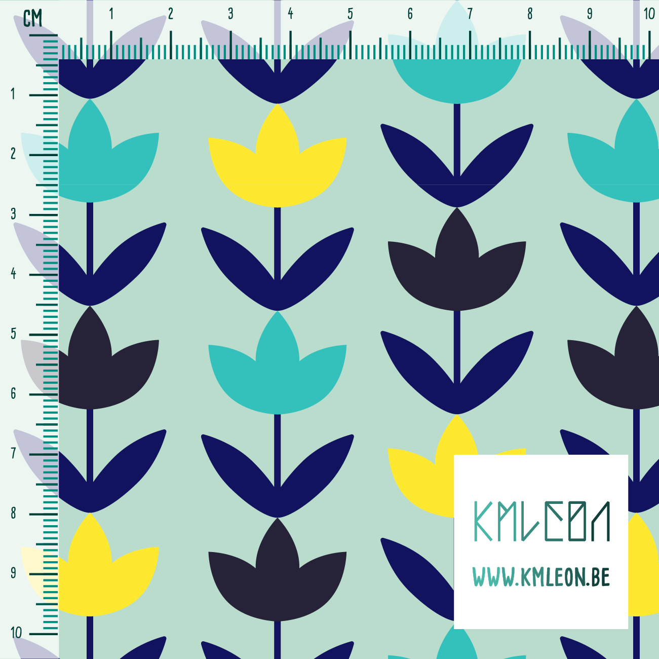 Navy, teal and yellow flowers fabric