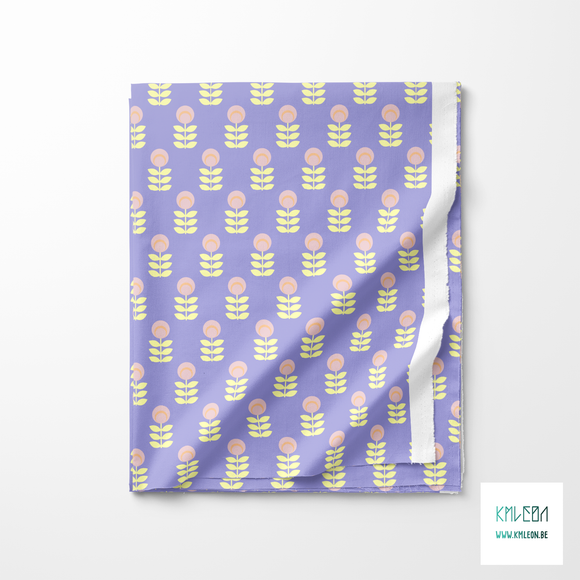 Pink and yellow scandi flowers fabric