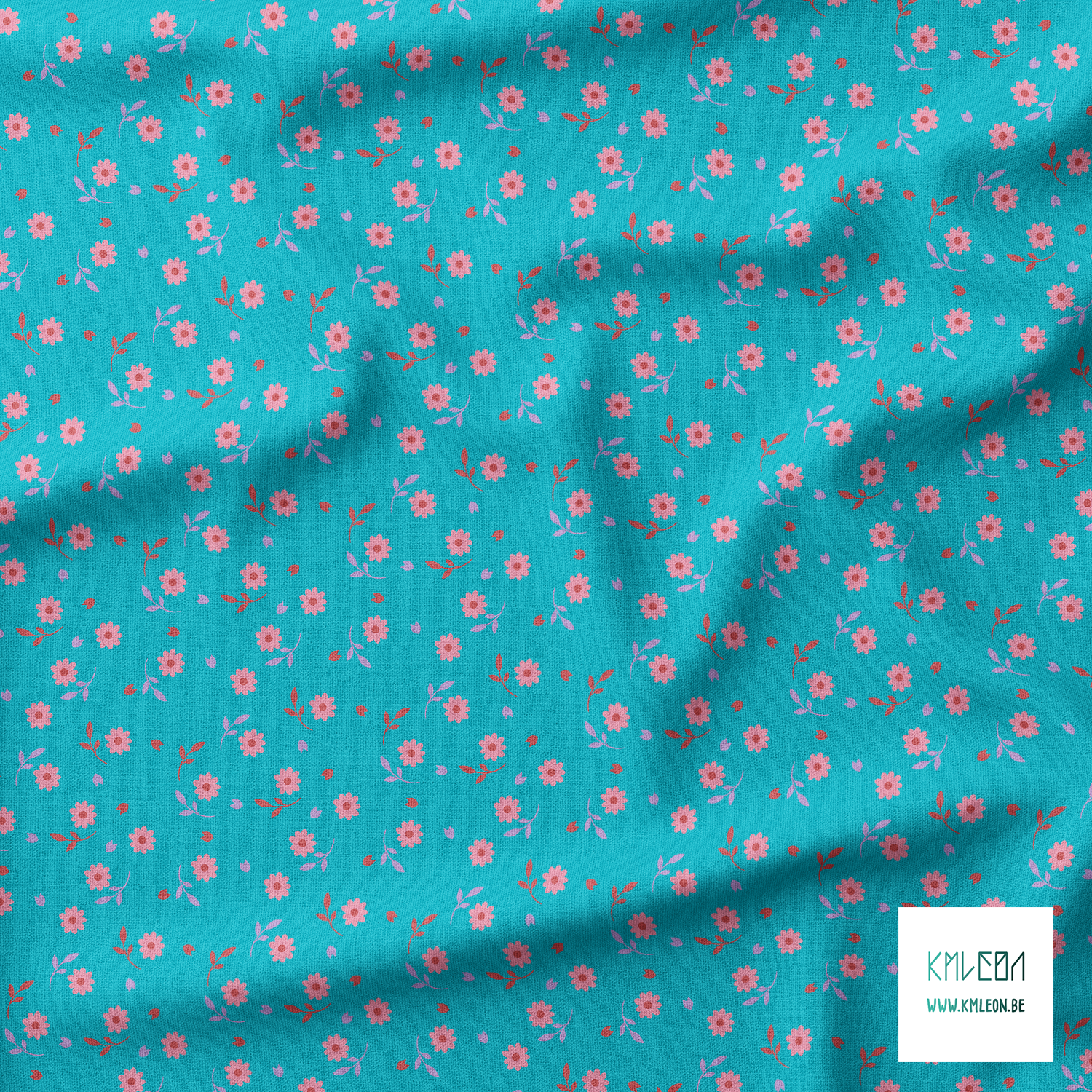 Red, pink and purple flowers and leaves fabric