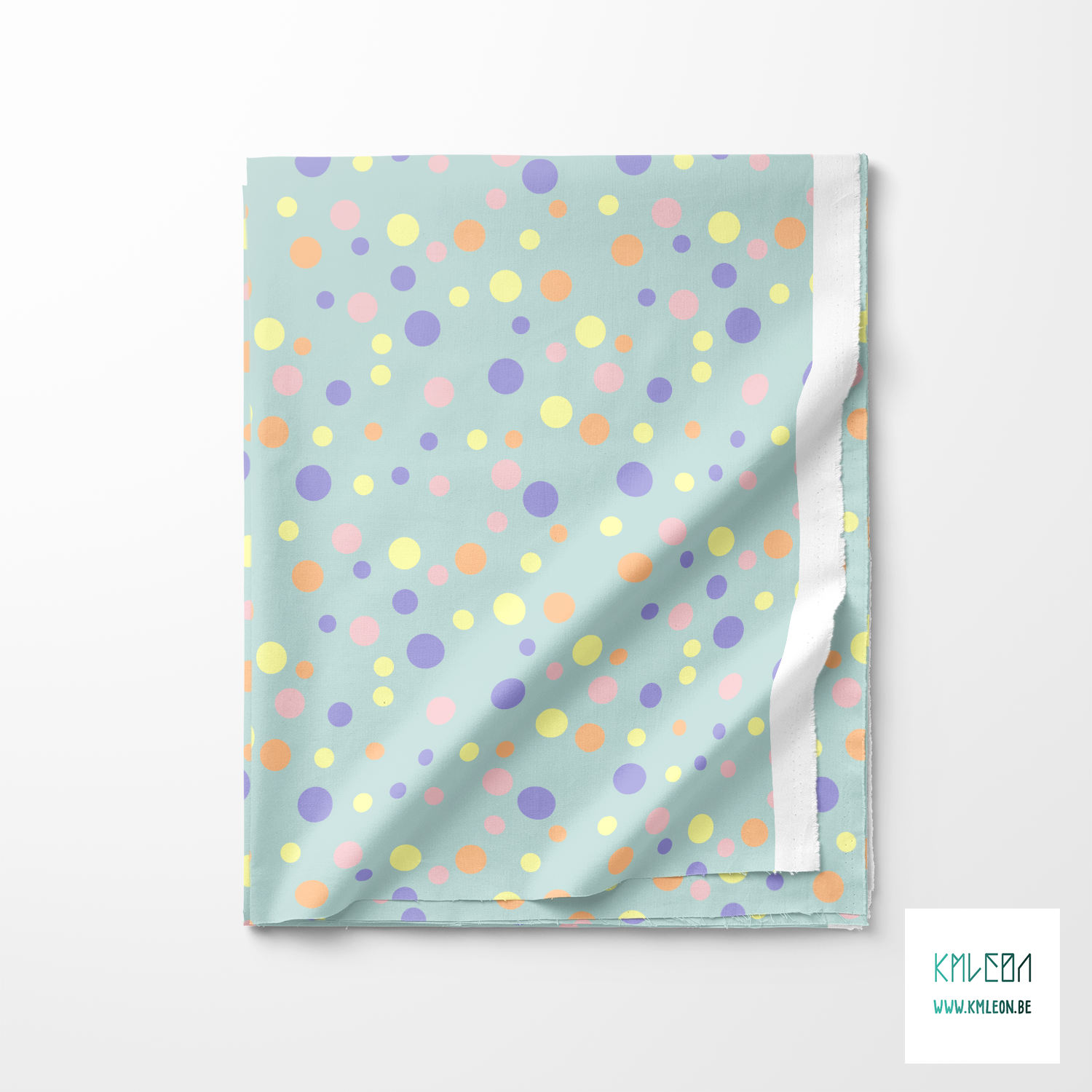 Random yellow, purple and pink polka dots fabric