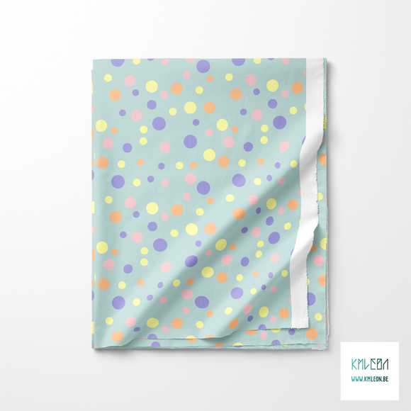 Random yellow, purple and pink polka dots fabric