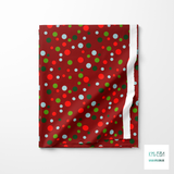 Random red, green and light blue polka dots fabric