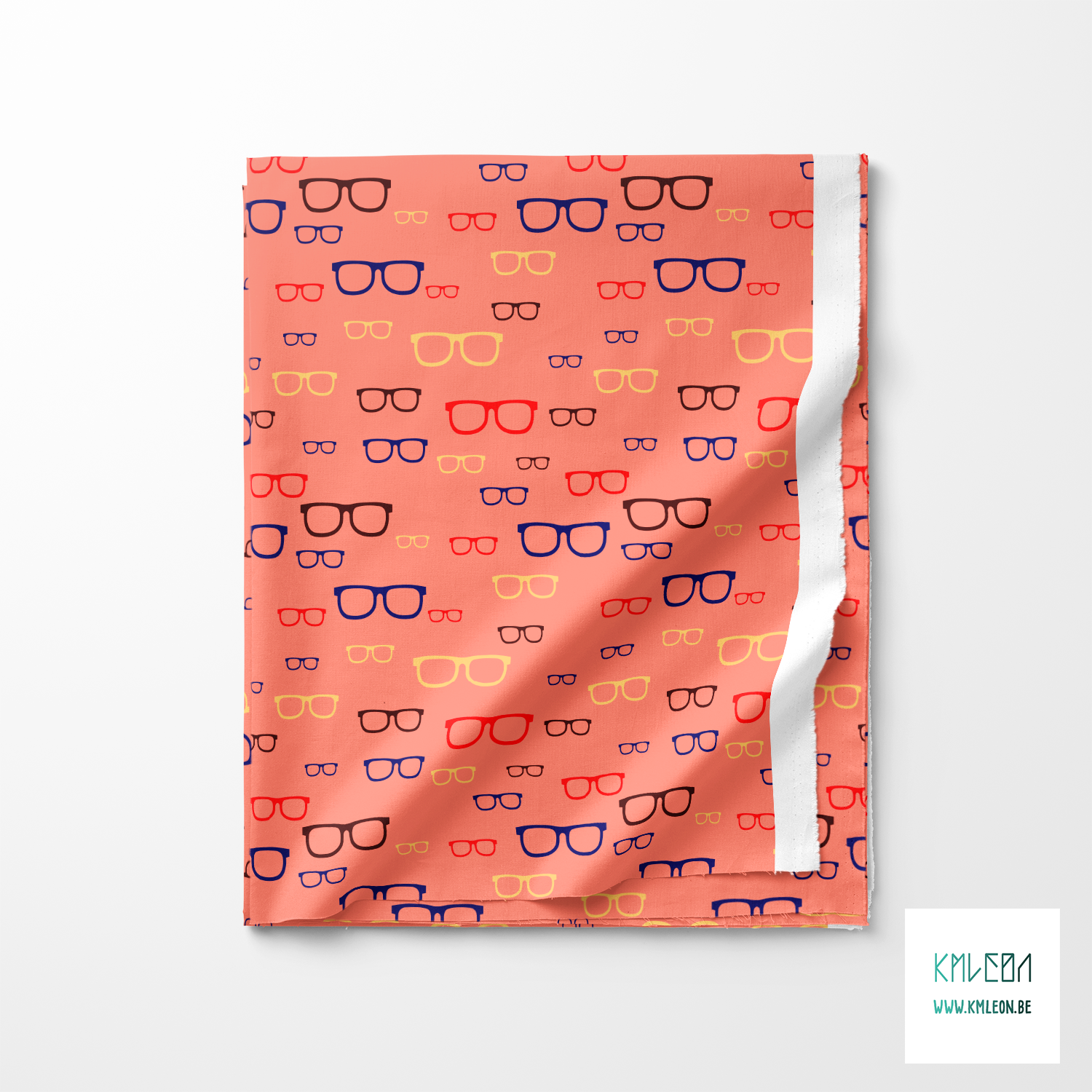 Yellow, blue, red and brown glasses fabric