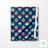 Pink, mint green and teal circles and triangles fabric