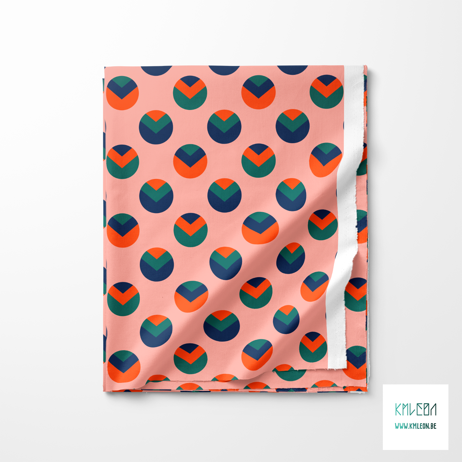 Navy, green and orange circles and triangles fabric