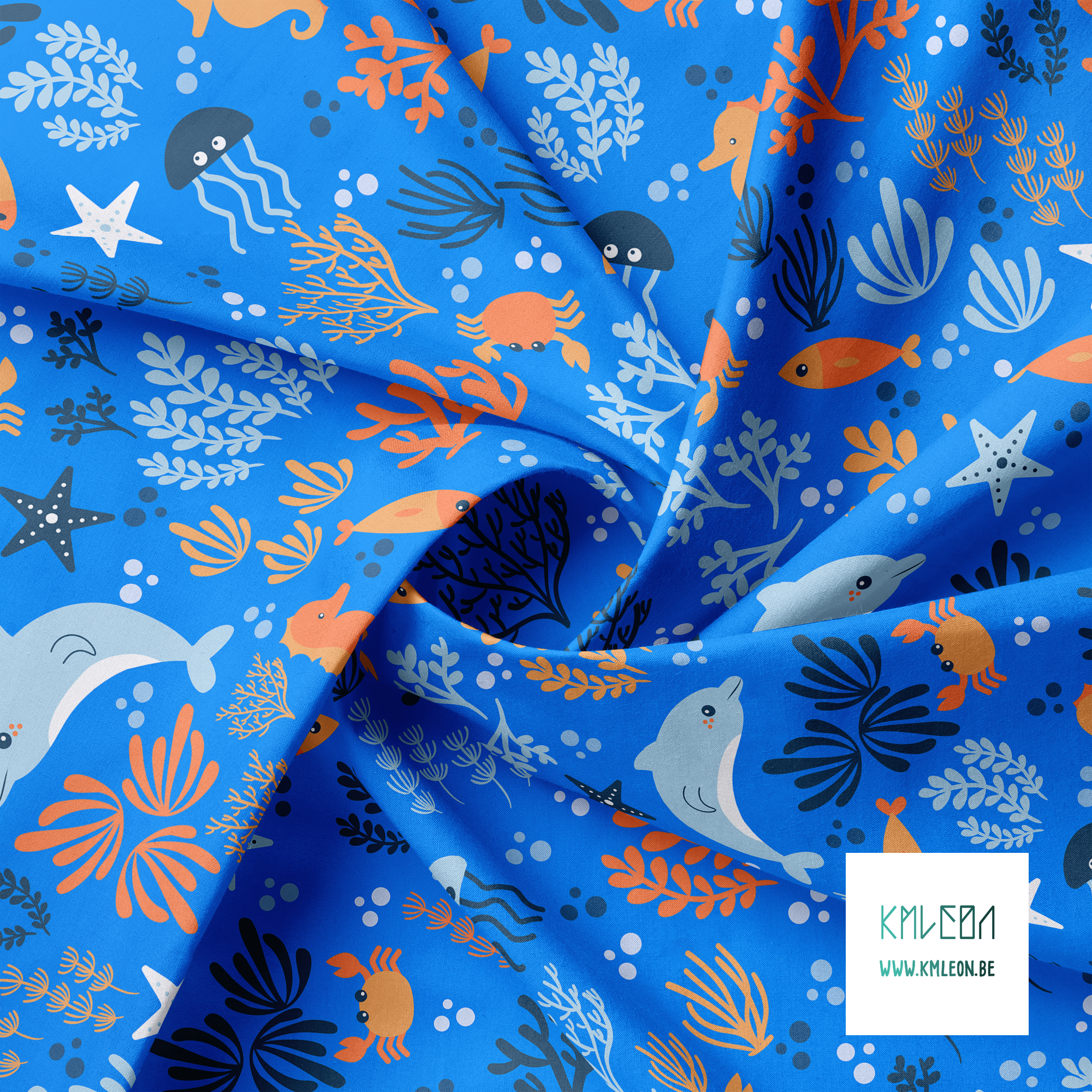 Dolphins and ocean animals fabric