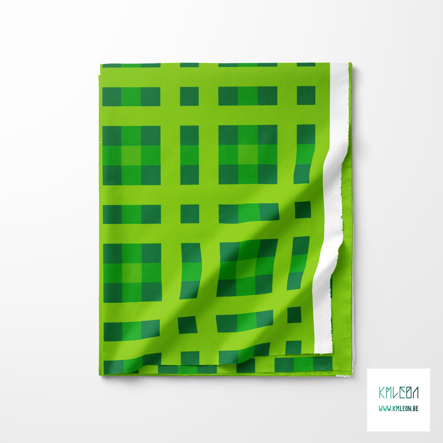 Green gingham fabric