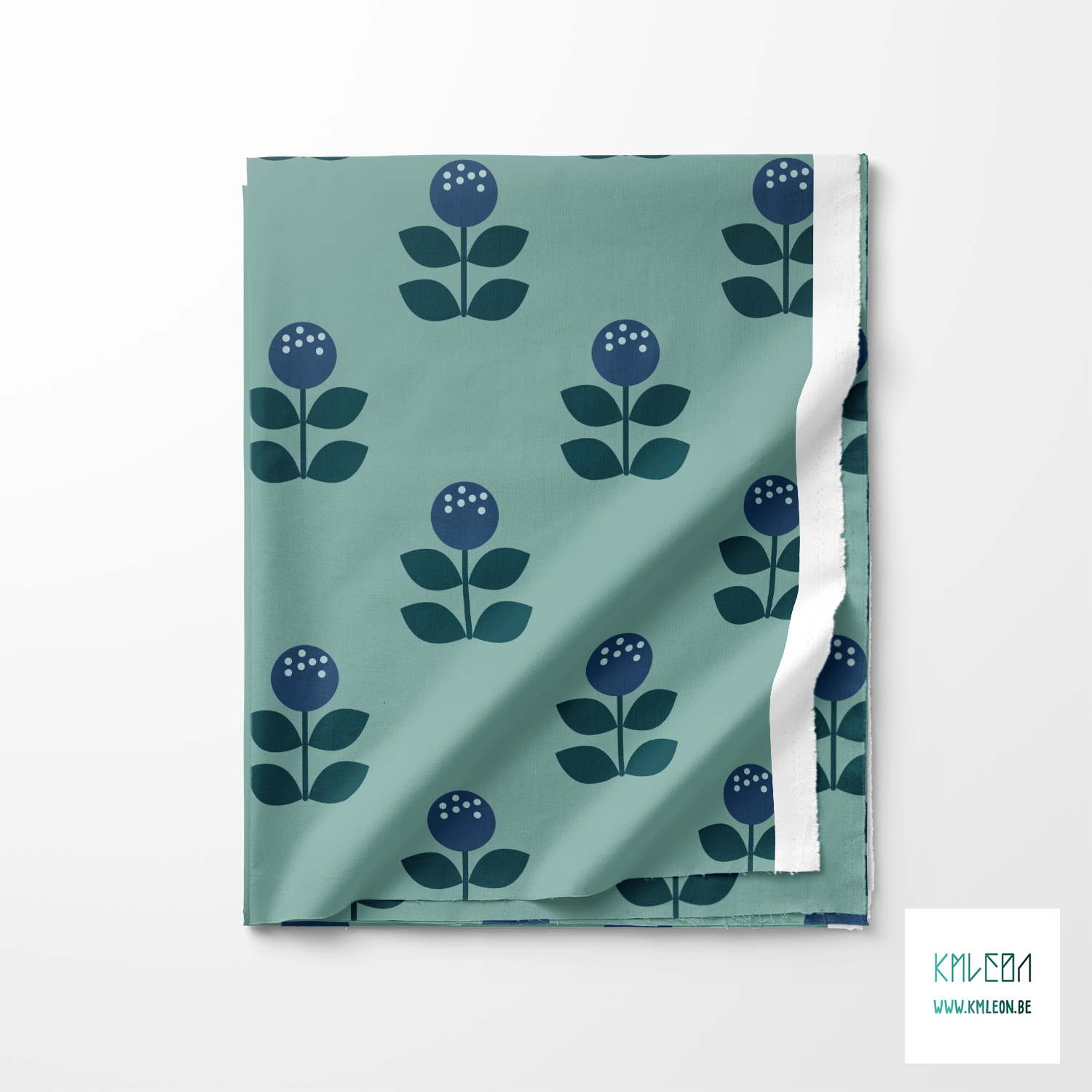 Large blue and green flowers fabric