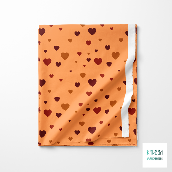 Brown hearts fabric