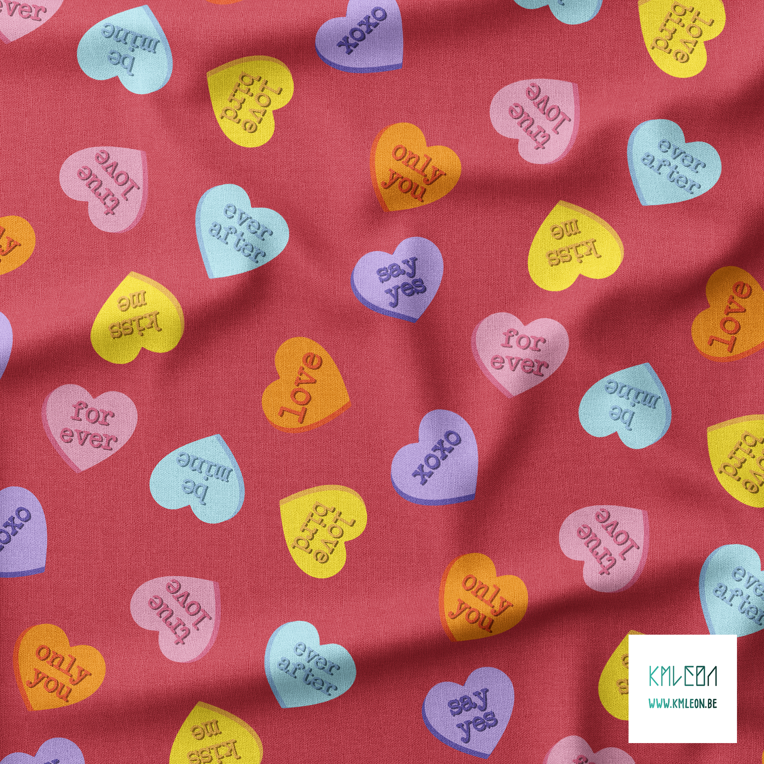 Candy hearts fabric (Large scale)