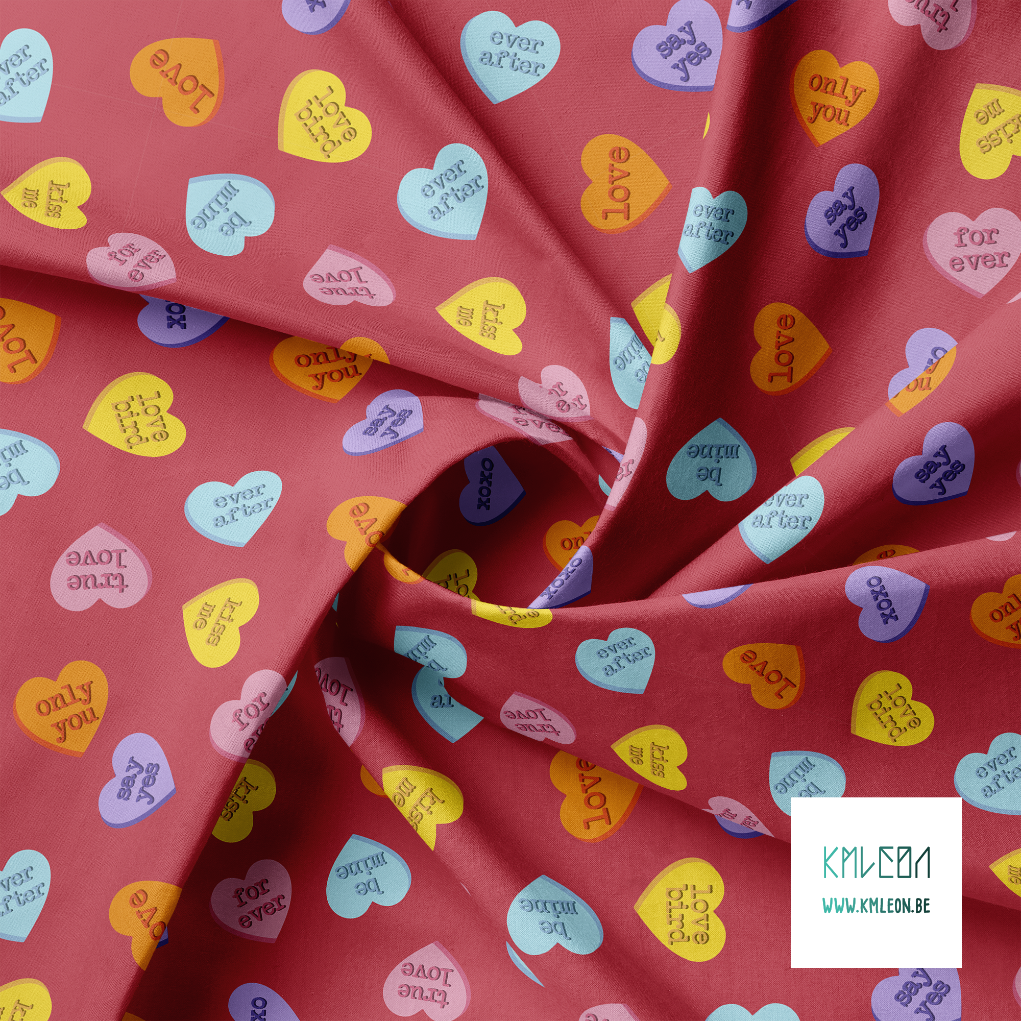 Candy hearts fabric