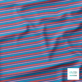 Horizontal stripes in teal, pink and red fabric