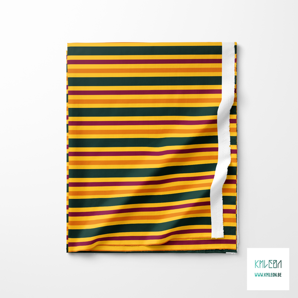 Horizontal stripes in green, orange and purple fabric