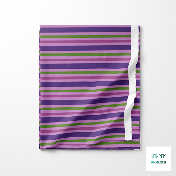 Horizontal stripes in purple and green fabric