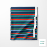 Horizontal stripes in blue and red fabric