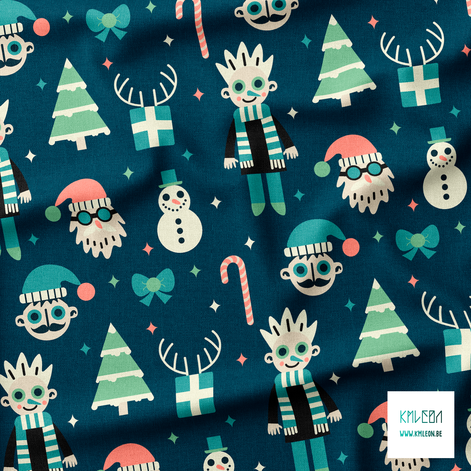 Quirky christmas crew fabric