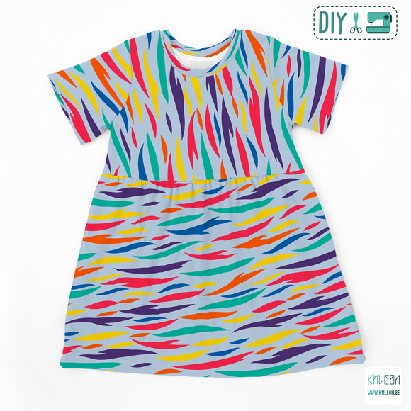 Multicolour tiger stripes cut and sew dress